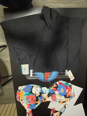 Anne Cole Floral Underwire Bikini Top 24W & Swim Solutions Black Boyshort Bottom